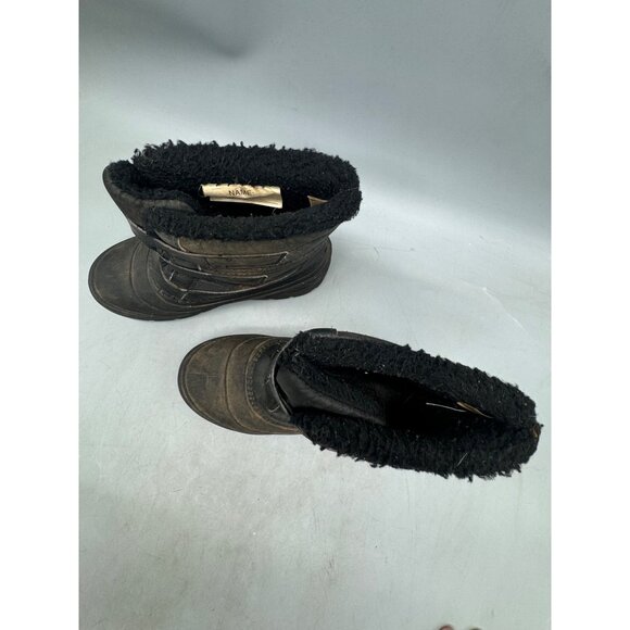 wonder nation Childrens Black Red Winter Snow Boots With hook & loop 4 READ - Picture 4 of 9